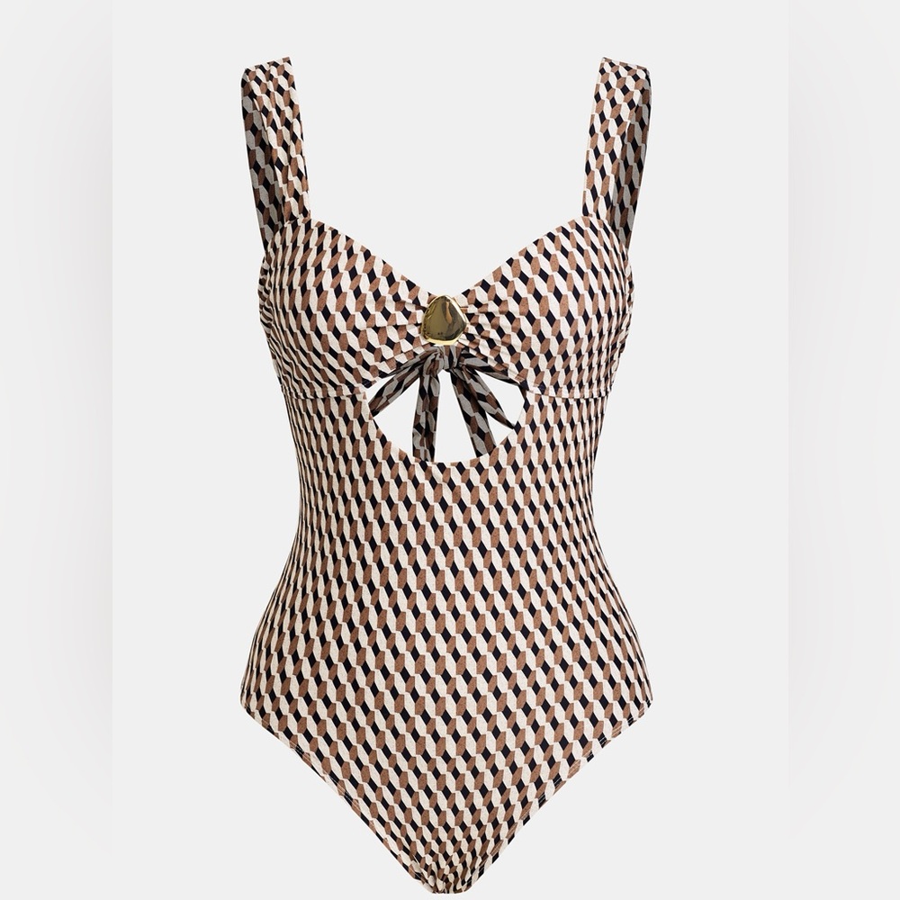 NWT CUPSHE Per Sempre Geometric Patterned One-Piece Swimsuit - Sz Med